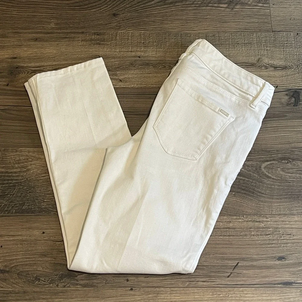 Ann Taylor The Slim Crop White Mid-Rise Denim Jeans Womens Size 4
